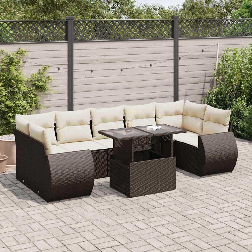 8-tlg. Garten-Sofagarnitur mit Kissen Braun Poly Rattan 8-tlg. Garten-Sofagarnitur mit Kissen Braun Poly Rattan