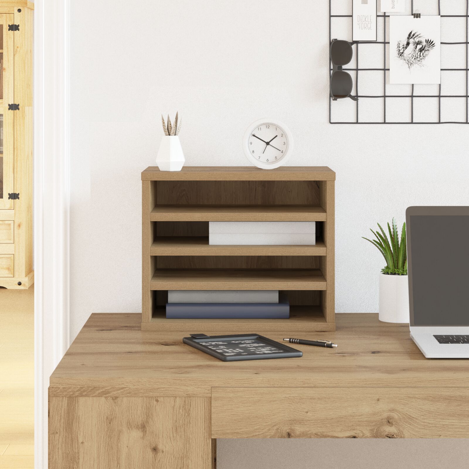 Schreibtisch Organizer Eichenoptik 36x26x29.5 cm Holzwerkstoff