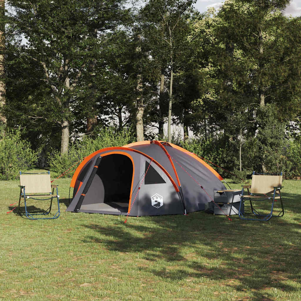 Zelt mit Dach Grau und Orange Groß Polyester und Fiberglas