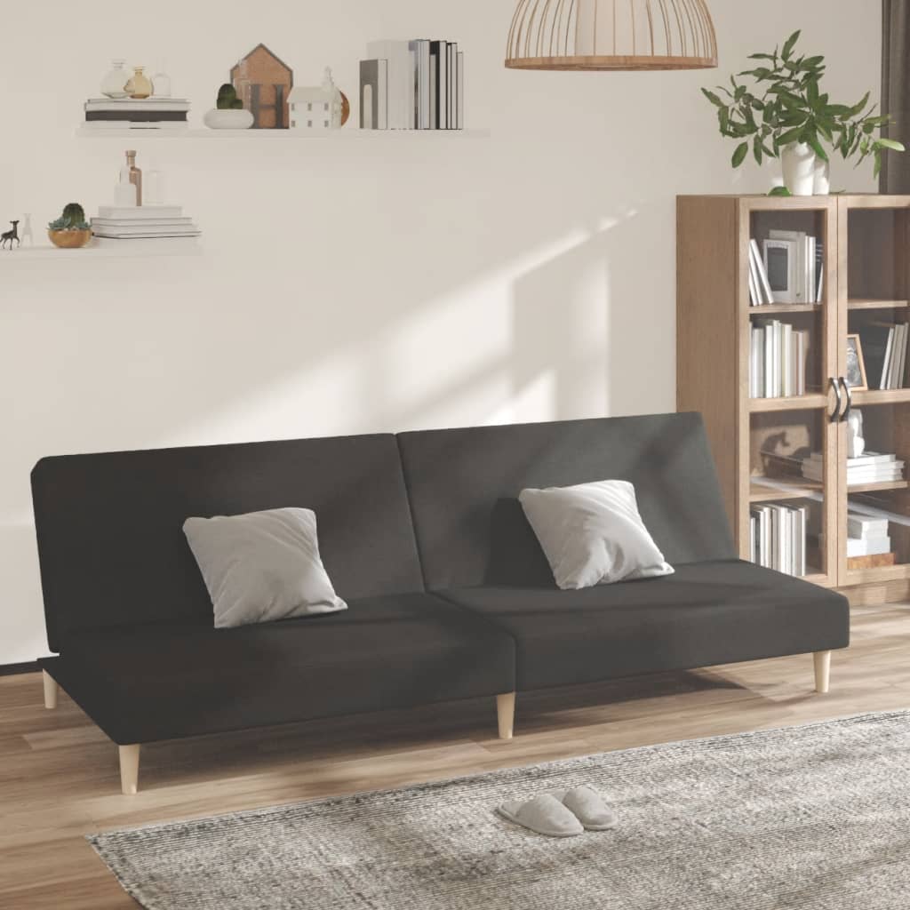 Schlafsofa 2-Sitzer Schwarz Stoff Schlafsofa 2-Sitzer Schwarz Stoff