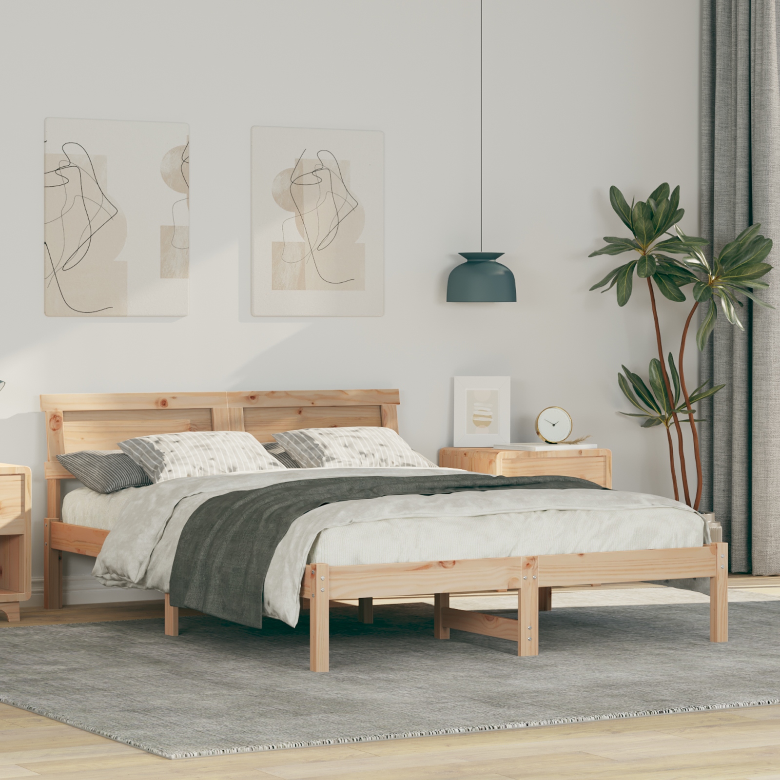 Bettgestell Braun 140 x 190 cm Kiefernholz