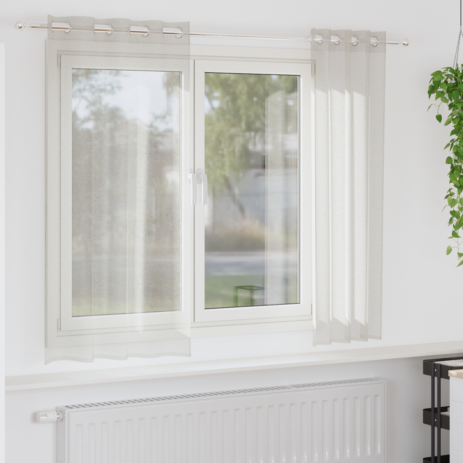 Vorhänge mit Vorhängen 2 pcs Cremefarben 140 x 175 cm Polyester