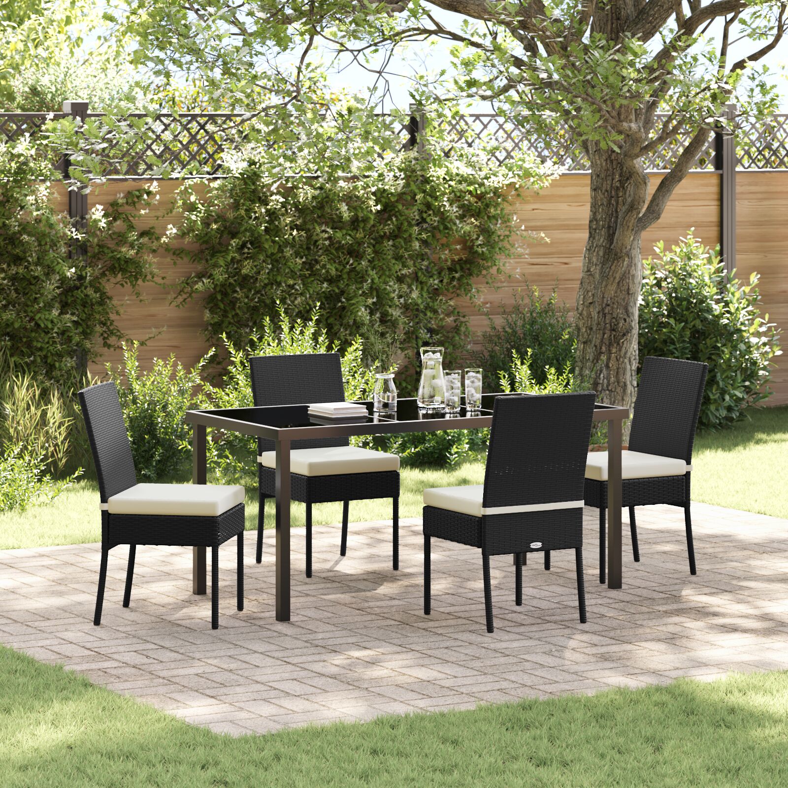 5-teiliges Garten-Essset Schwarz Poly Rattan 5-teiliges Garten-Essset Schwarz Poly Rattan