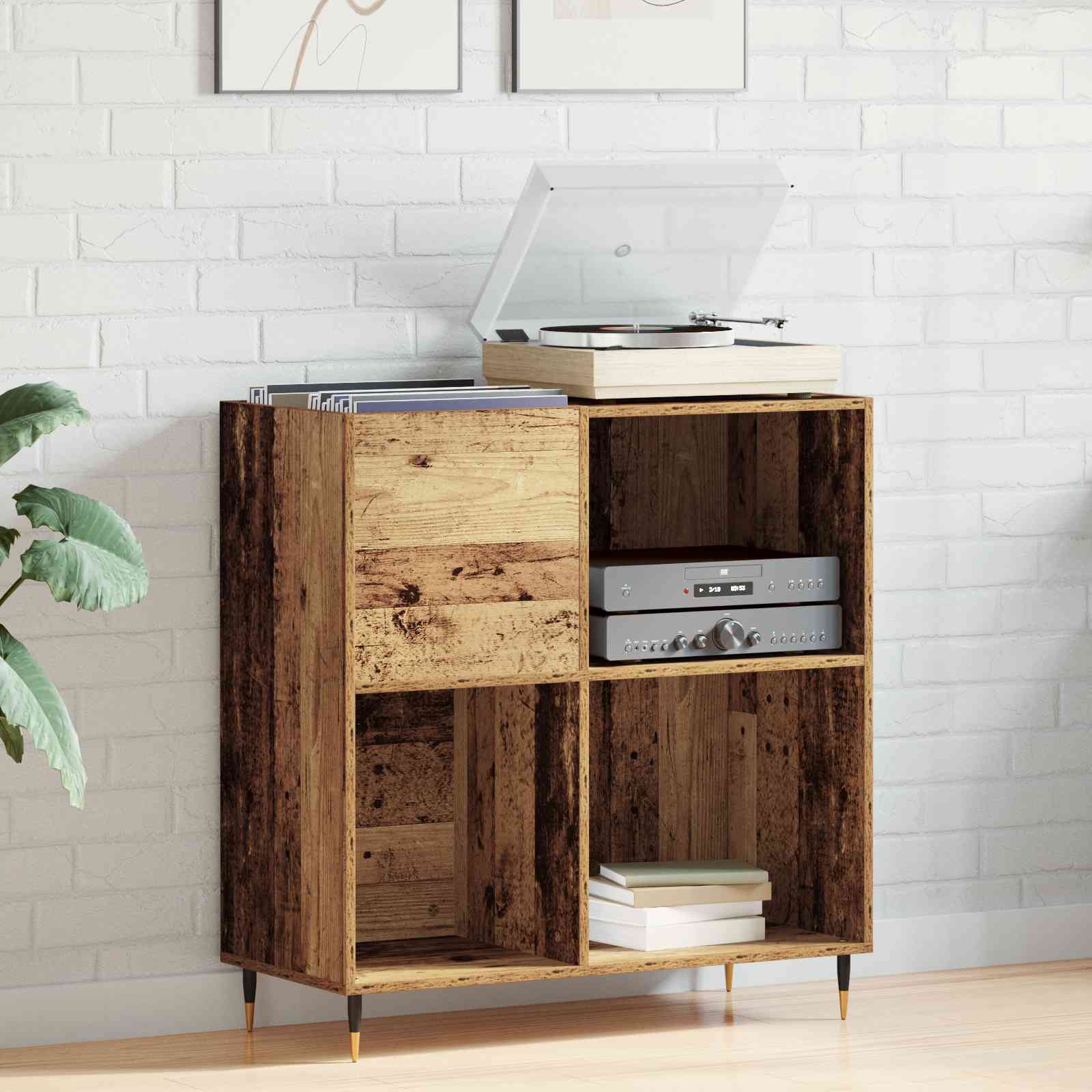 Schallplattenschrank Artisan Eiche 84,5x38x89 cm Holzwerkstoff