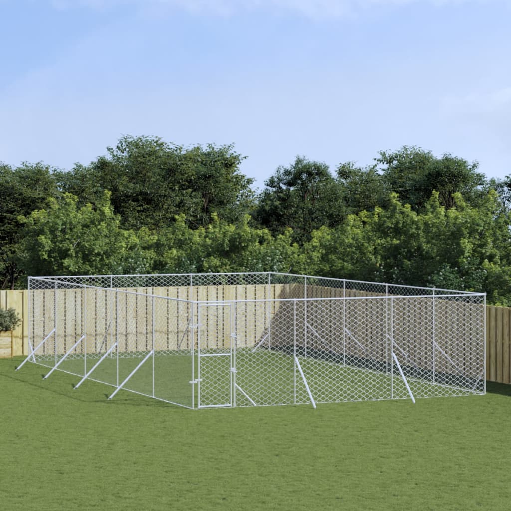 Outdoor-Hundezwinger Silbern 6x10x2 m Verzinkter Stahl Outdoor-Hundezwinger Silbern 6x10x2 m Verzinkter Stahl