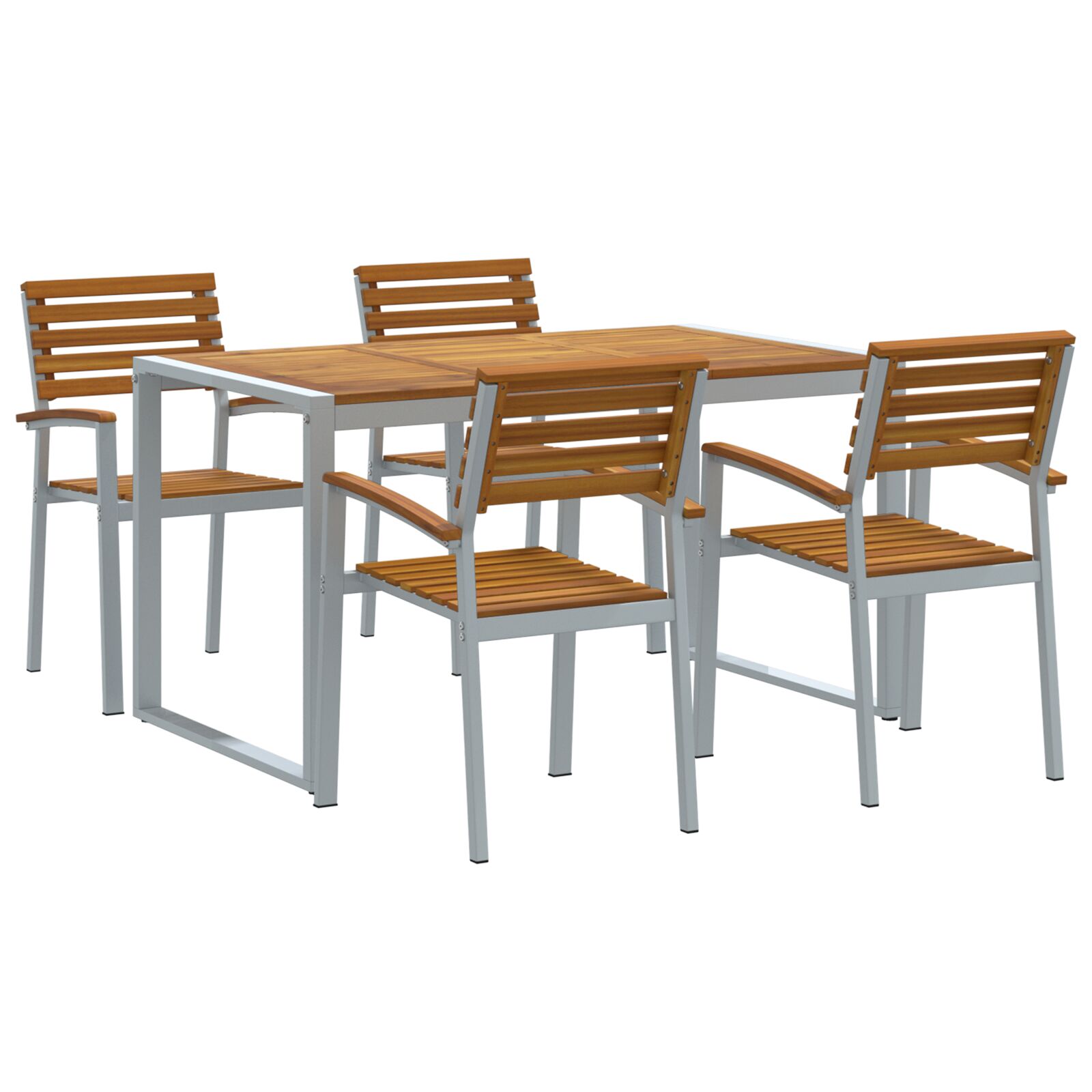 5-teiliges Garten-Esszimmer-Set aus Massivholz Akazie und Metall 5-teiliges Garten-Esszimmer-Set aus Massivholz Akazie und Metall