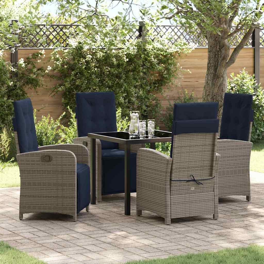 5-teiliges Garten-Essset in Grau aus Poly-Rattan 5-teiliges Garten-Essset in Grau aus Poly-Rattan