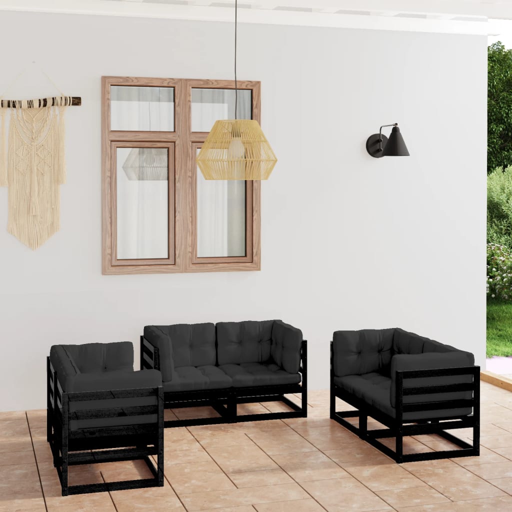 6-tlg. Garten-Lounge-Set mit Kissen Kiefer Massivholz 6-tlg. Garten-Lounge-Set mit Kissen Kiefer Massivholz